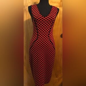 Geometric Red and Black Women's Dress